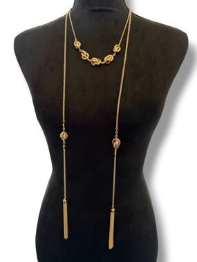 Spring Street Women’s Gold-tone Layered Statement Chain Tassel Necklace